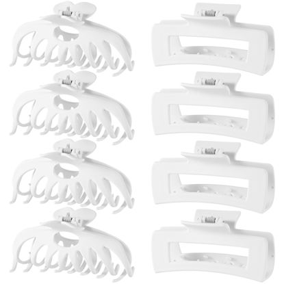 Picture of LuSeren Hair Clips for Women 4.3 Inch Large Hair Claw Clips for Women Thin Thick Curly Hair, Big Matte Banana Clips,Strong Hold jaw clips,White