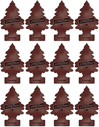 Picture of LITTLE TREES Car Air Freshener | Hanging Paper Tree for Home or Car | Leather Scent | 12 Pack