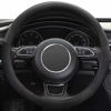 Picture of Xizopucy Black Microfiber Leather Steering Wheel Cover，Universal 15 inch Steering Wheel Covers for Car