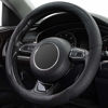 Picture of Xizopucy Black Microfiber Leather Steering Wheel Cover，Universal 15 inch Steering Wheel Covers for Car