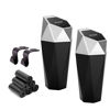 Picture of Ginsco Car Trash Can Cup Holder, 2 Pack Mini Car Trash Can with Lid, Car Accessories for Interior, Leakproof Small Trash Cup for Car, Home with Additional 2 ABS Hooks and 90pcs Trash Bags Silver