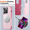 Picture of SUPFINE 5 in 1 Magnetic iPhone 13 Pro Max Case[Compatible with MagSafe][10 FT Military Grade Drop Protection][2+Tempered Glass Screen Protector, 2+Tempered Camera Lens Protector] Non-Slip Case,Pink