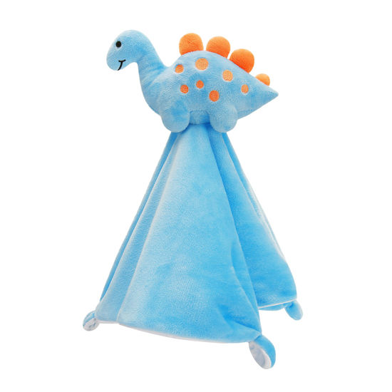 Picture of Pro Goleem Dinosaur Security Blanket Soft Loveys for Babies for Boys and Girls Newborn Lovie Infant Blankie Dinosaur Baby Stuff Baby Snuggle Toy Baby Gifts Blue 14 Inch