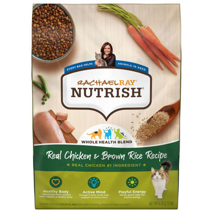 Picture of Rachael Ray Nutrish Premium Natural Dry Cat Food, Real Chicken & Brown Rice Recipe, 6 Pounds (Packaging May Vary)