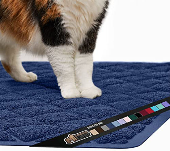 Picture of The Original Gorilla Grip 100% Waterproof Cat Litter Box Trapping Mat, Easy Clean, Textured Backing, Traps Mess for Cleaner Floors, Less Waste, Stays in Place for Cats, Soft on Paws, 24x17 Navy