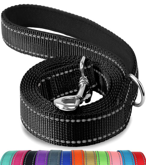 Picture of Joytale Double-Sided Reflective Dog Leash, 6 FT/5 FT/4 FT, Padded Handle Nylon Dogs Leashes for Small & Medium Dogs Walking, Black, 6FT