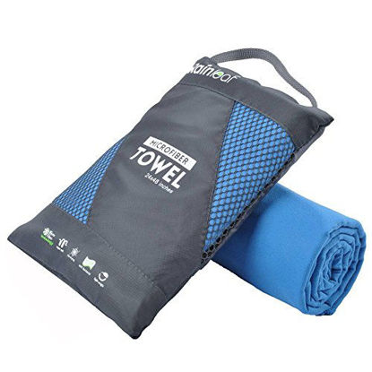 Picture of Rainleaf Microfiber Towel Perfect Travel & Sports &Camping Towel.Fast Drying - Super Absorbent - Ultra Compact,Blue,12 X 24 Inches