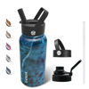 Picture of BJPKPK Insulated Water Bottles with Straw Lid, 27oz Stainless Steel Water Bottle with 3 Lids, Leak Proof BPA Free Metal Thermos Mug, Sports Water Bottle Keep Cold & Hot-Ocean