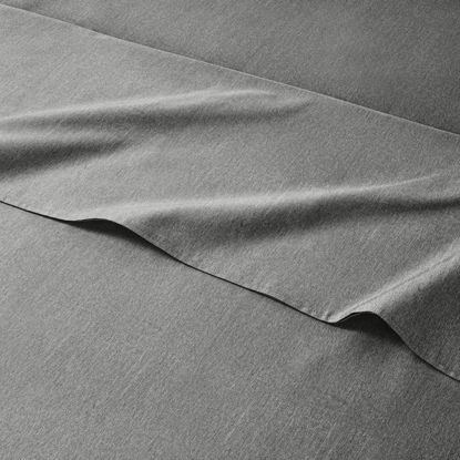 Picture of Split King Size Sheet Set - 5 Piece Set - Softer Than Jersey Cotton - Same Look as Jersey Knit Sheets & T-Shirt Sheets - Deep Pockets - Breathable & Cooling Sheets - Wrinkle Free - Heathered Grey