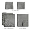 Picture of Split King Size Sheet Set - 5 Piece Set - Softer Than Jersey Cotton - Same Look as Jersey Knit Sheets & T-Shirt Sheets - Deep Pockets - Breathable & Cooling Sheets - Wrinkle Free - Heathered Grey