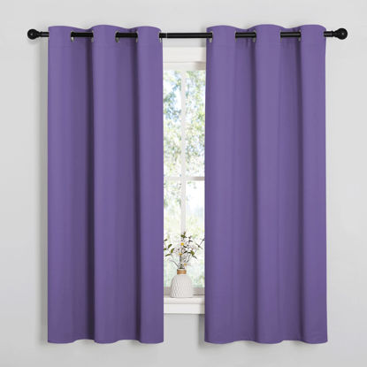 Picture of NICETOWN Lilac Purple Blackout Curtains for Bedroom (1 Pair, 42 x 63 inches), Farmhouse Thermal Insulated Room Darkening Drapes for Windows