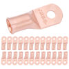 Picture of SELTERM 25pcs 1/0 AWG 1/4" Stud Battery Lugs, Ring Terminals, Heavy Duty Copper Wire Lugs, Battery Cable Ends, 0 Gauge Ring Terminal Connectors, UL Bare Copper Eyelets Electrical Battery Cable Lugs