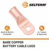 Picture of SELTERM 25pcs 1/0 AWG 1/4" Stud Battery Lugs, Ring Terminals, Heavy Duty Copper Wire Lugs, Battery Cable Ends, 0 Gauge Ring Terminal Connectors, UL Bare Copper Eyelets Electrical Battery Cable Lugs