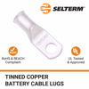 Picture of SELTERM 25pcs 4 AWG 1/4" Stud Marine Grade Tinned Copper Battery Cable Lugs, 4 Guage Ring Terminals, UL Wire Lugs Electrical Battery Cable Ends, Tinned Copper Lugs Battery Terminal Connectors