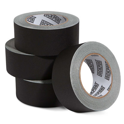 Picture of Lockport Black Gaffers Tape 4 Pack - 30 Yards x 2 Inch - Waterproof, No Residue, Non-Reflective, Easy Tear, Matte Gaffer Stage Tape - Gaff Cloth Tape for Photography, Filming Backdrop