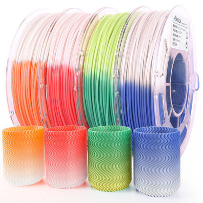 Picture of AMOLEN 3D Printer Filament Bundle, PLA Filament 1.75mm Bundle,Color Change with Temperature Filament, 3D Printing Filament +/- 0.03mm, Green/Blue/Red/Orange, 200g X 4 Spools Pack