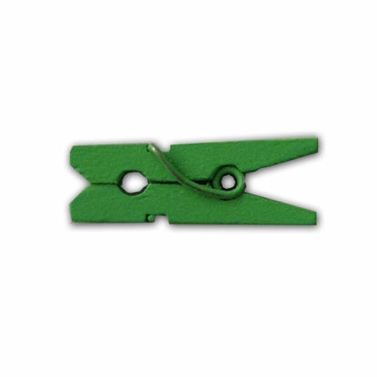 Picture of LWR CRAFTS Wooden Mini Clothespins 100 Per Pack 1" 2.5cm (Classic Green)