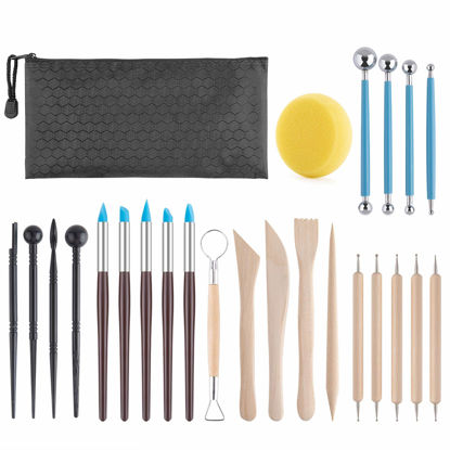 Picture of Clay Tools Kit, 24 PCS Polymer Clay Tools, Ceramics Clay Sculpting Tools Kits, Air Dry Clay Tool Set for Adults, Kids, Pottery Craft, Baking, Carving, Drawing, Dotting, Molding, Modeling, Shaping