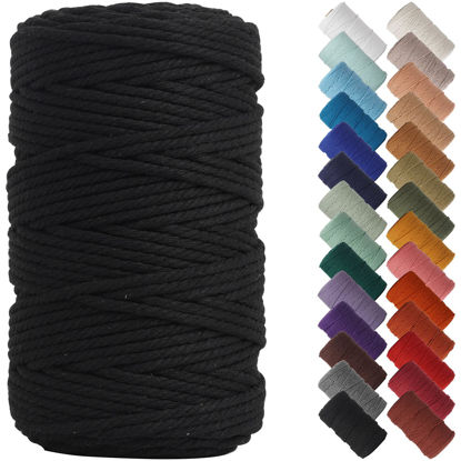 Picture of NOANTA Black Macrame Cord 4mm x 109yards, Colored Macrame Rope, Cotton Rope Macrame Yarn, Colorful Cotton Craft Cord for Wall Hanging, Plant Hangers, Crafts, Knitting