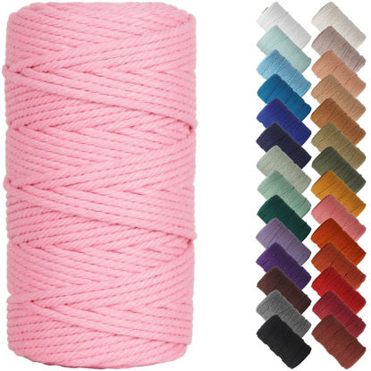 Picture of NOANTA Dark Pink Macrame Cord 4mm x 109yards, Colored Macrame Rope, Cotton Cord Macrame Yarn, Colorful Cotton Craft Cord for Wall Hanging, Plant Hangers, Crafts, Knitting