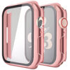 Picture of Misxi 2 Pack Hard PC Case with Tempered Glass Screen Protector Compatible with Apple Watch Series 8 Series 7 41mm, Ultra-Thin Overall Protective Cover for iWatch S8/S7, 1 Rose Pink + 1 Transparent