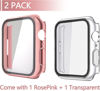 Picture of Misxi 2 Pack Hard PC Case with Tempered Glass Screen Protector Compatible with Apple Watch Series 8 Series 7 41mm, Ultra-Thin Overall Protective Cover for iWatch S8/S7, 1 Rose Pink + 1 Transparent