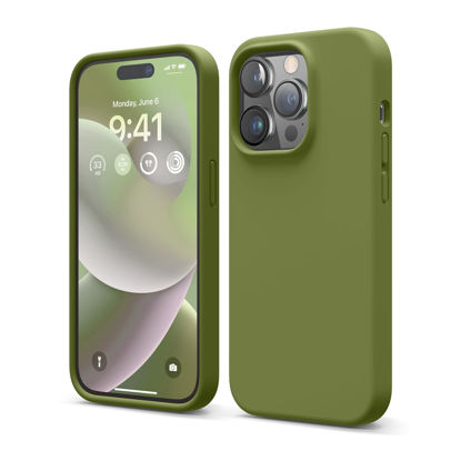 Picture of elago Compatible with iPhone 14 Pro Case, Liquid Silicone Case, Full Body Protective Cover, Shockproof, Slim Phone Case, Anti-Scratch Soft Microfiber Lining, 6.1 inch (Cedar Green)