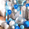 Picture of 62pcs Blue Silver White Confetti Balloons Kit, 12 Inch White Royal Blue Balloons Metallic Silver Balloons Blue Sliver Confetti Balloons for Boy Birthday Baby Shower Graduation Party Supplies