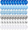 Picture of 62pcs Blue Silver White Confetti Balloons Kit, 12 Inch White Royal Blue Balloons Metallic Silver Balloons Blue Sliver Confetti Balloons for Boy Birthday Baby Shower Graduation Party Supplies