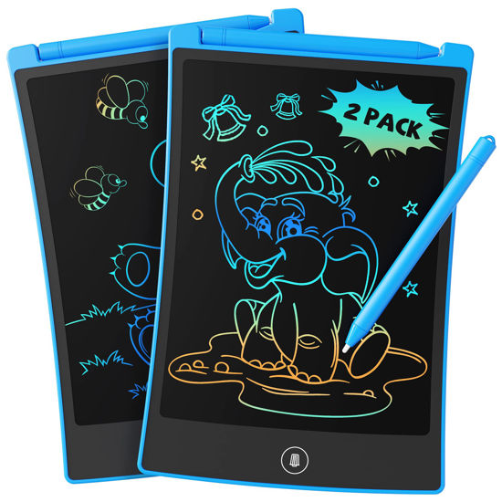 Picture of TEKFUN 2 Pack LCD Writing Tablet with 4 Stylus, 8.5in Erasable Doodle Board Mess Free Drawing Pad for Kids, Car Trip Educational Toys Birthday for 3 4 5 6 7 Girls Boys (2*Blue)