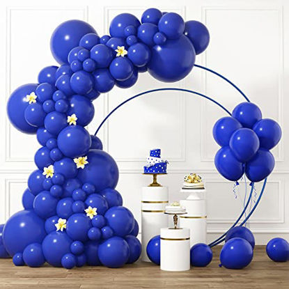 Picture of RUBFAC Royal Blue Balloons Different Sizes 105pcs 5/10/12/18 Inch for Garland Arch, Premium Party Latex Balloons for Birthday Graduation Baby Shower Gender Reveal Baseball Nautical Party Decoration