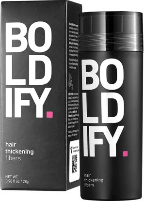 Picture of BOLDIFY Hair Fibers for Fine, Thinning Hair (BLACK) Undetectable & Natural - 28g Bottle - Hair Powder - Completely Conceals Hair Loss in 15 Sec - Hair Thickener & Topper for Women & Men