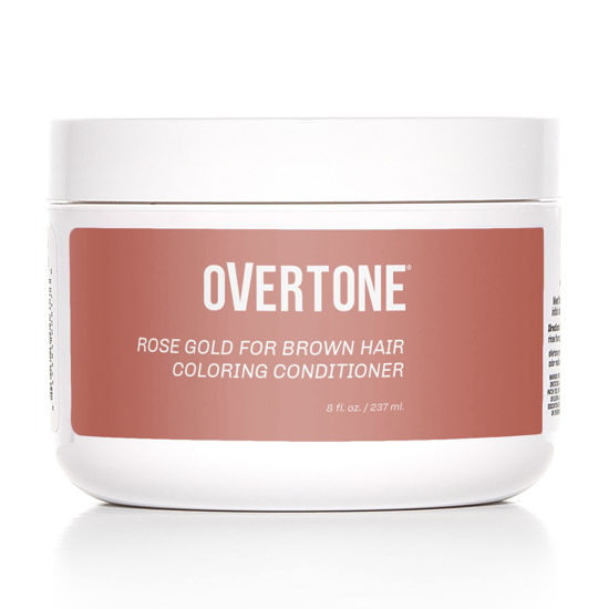 Picture of OVERTONE Haircare Semi-Permanent Color Depositing Conditioner with Shea Butter & Coconut Oil, Rose Gold for Brown, Cruelty-Free, 8 oz