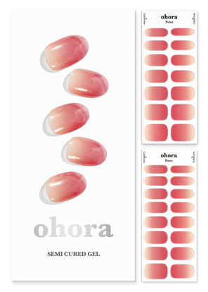 Picture of ohora Semi Cured Gel Nail Strips (N Basic Nails no.1) - Works with Any Lamps, Salon-Quality, Long Lasting, Easy to Apply & Remove - Includes 2 Prep Pads, Nail File & Wooden Stick