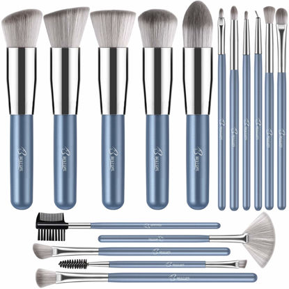 Picture of Premium Synthetic Foundation Blending Face Powder Blush Concealers Eye Shadows Make Up Brushes Kit (Blue)