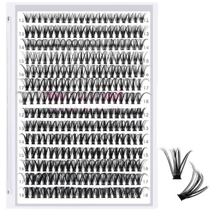 Picture of 280 Pcs Individual Lashes 30D+40D Mixed Lash Clusters 14 Rows Cluster Lashes that Look Like Eyelash Extensions DIY Lash Extension Self Application At Home (30+40-C-12-18mix)