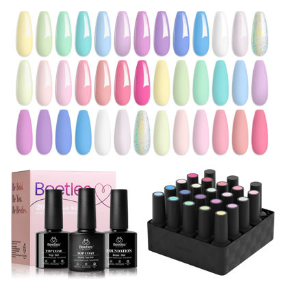 Picture of beetles Gel Polish Nail Set 20 Colors Dreamy Town Collection Pastel Girly Sparkle Glitter 2023 Spring Summer Macaroon Bright Manicure Kit for Girls Women with 3Pcs Base Top Coat