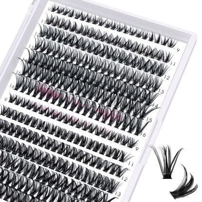 Picture of 280 Pcs Individual Lashes 40D+50D Mixed Lash Clusters 14 Rows Cluster Lashes that Look Like Eyelash Extensions DIY Lash Extension Self Application At Home (40+50-D-9-16mix)