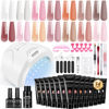 Picture of JEWHITENY 14 Colors Poly Extension Gel Nail Kit With Nail Lamp Nude Pink White Brown All In One Poly Nail Gel Starter Kit Poly Gel Nail Kit With Base Top Coat Manicure Salon Frence Nail Art DIY