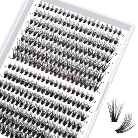 Picture of 280 Pcs Individual Lashes 30D+40D Mixed Lash Clusters Devil Style Lashes That Look Like Eyelash Extensions Wispy Lashes DIY Individual Lashes At Home (30D+40D-C-9-16mix, Devil)