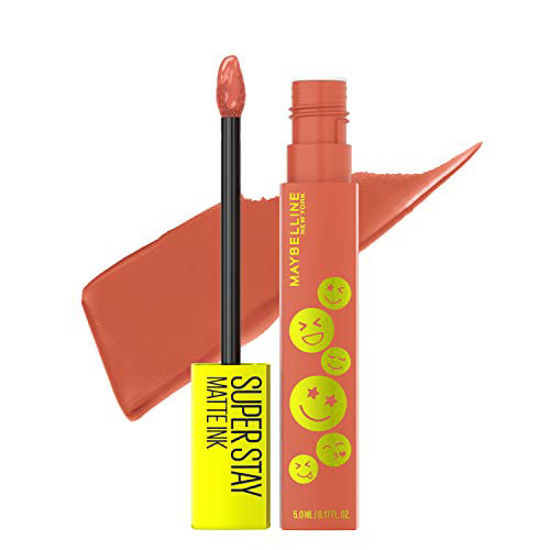 Picture of MAYBELLINE Super Stay Matte Ink Liquid Lip Color, Moodmakers Lipstick Collection, Long Lasting, Transfer Proof Lip Makeup, Meditator, Coral Nude, 1 Count