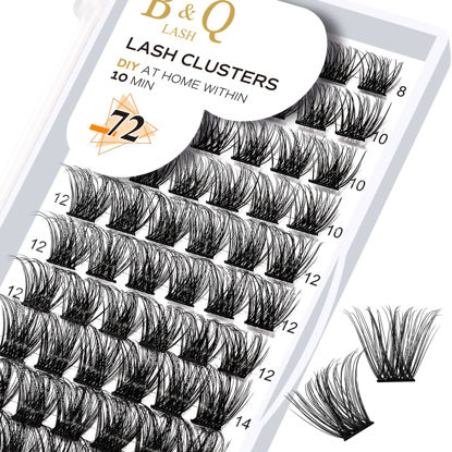 Picture of Lash Clusters B14 D Curl 18mm DIY Eyelash Extensions 72 Clusters Lashes B&Q LASH Volume Individual Lashes Eyelash Clusters Extensions Individual Lashes Cluster DIY at Home (B14,D-18mm)