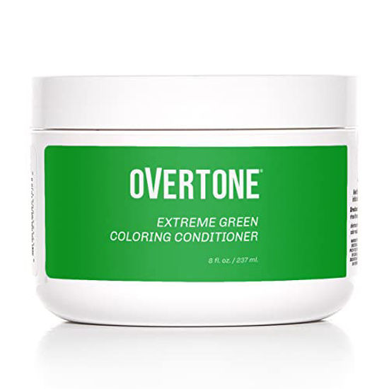 Picture of oVertone Haircare Color Depositing Conditioner - 8 oz Semi-permanent Hair Color Conditioner With Shea Butter & Coconut Oil - Extreme Silver Temporary Cruelty-Free Hair Color (Extreme Green)