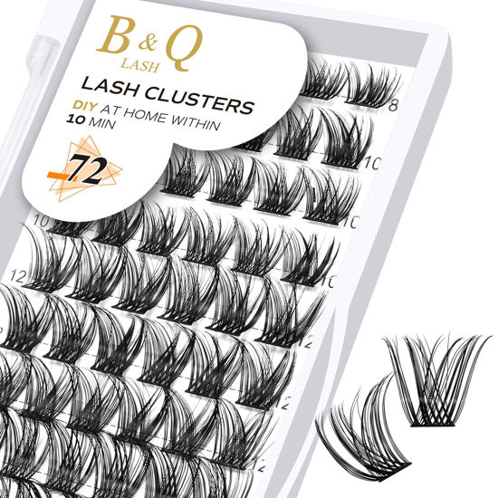 Picture of Lash Clusters B10 D Curl 10mm B&Q LASH Eyelash Clusters DIY Eyelash Extensions 72 Clusters Lashes (B10,D-10mm new)