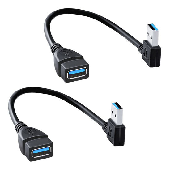 Picture of Oxsubor SuperSpeed USB 3.0 Male to Female Extension Data Cable Left and Right Angle 2PCS (20CM,8IN)