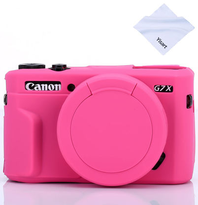 Picture of G7X Mark II G7X Removable Lens Cover Silicone Cover Rubber Soft Camera Case Cover for Canon PowerShot G7X II G7X (Rosered)