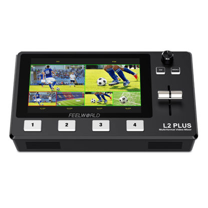 Picture of FEELWORLD L2 Plus Multi Camera Video Mixer Switcher with 5.5 inch LCD Touch Screen PTZ Controller Chroma Key 4 HDMI Inputs USB3.0 Output Format Real Time Production Live Streaming Built in Cooler