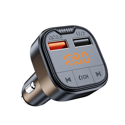 Picture of Bluetooth Adapter for Car，Bluetooth FM Transmitter for Car,MP3 Player QC3.0 Quick Charge for All Smartphones Audio Players，Supports TF/SD Card and USB