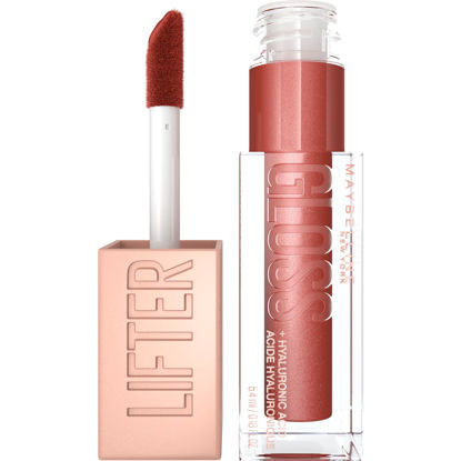 Picture of MAYBELLINE New York Lifter Gloss, Hydrating Lip Gloss with Hyaluronic Acid, High Shine for Plumper Looking Lips, Rust, Warm Neutral, 0.18 Ounce