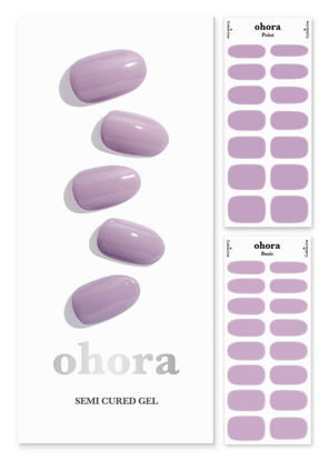 Picture of ohora Semi Cured Gel Nail Strips (N Blueberry Jam) - Works with Any Nail Lamps, Salon-Quality, Long Lasting, Easy to Apply & Remove - Includes 2 Prep Pads, Nail File & Wooden Stick - Purple